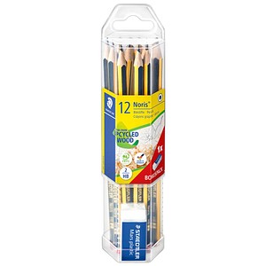 STAEDTLER Noris® 120 Bleistifte HB schwarz/gelb mit Radierer, 1 Set