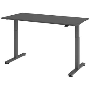 HAMMERBACHER VXMST16 elektrisch höhenverstellbarer Schreibtisch grafit rechteckig, T-Fuß-Gestell grau 160,0 x 80,0 cm