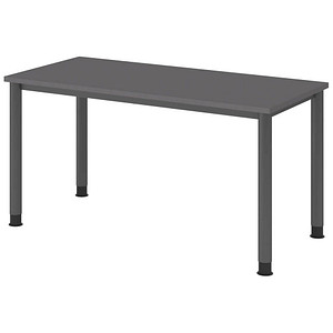 HAMMERBACHER HS614 Schreibtisch grafit rechteckig, 4-Fuß-Gestell grau 140,0 x 67,2 cm