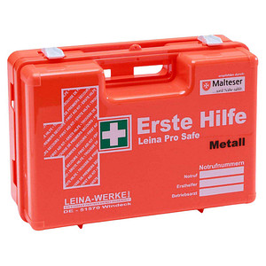 LEINA-WERKE Erste-Hilfe-Koffer Pro Safe Metall DIN 13157 + Erweiterung orange