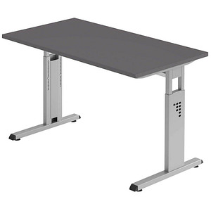 HAMMERBACHER OS612 Schreibtisch grafit rechteckig, C-Fuß-Gestell silber 120,0 x 67,2 cm