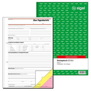 SIGEL Bautagebuch Formularbuch SD063, 1 St.