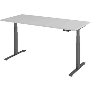 BaseLite elektrisch höhenverstellbarer Schreibtisch lichtgrau rechteckig, T-Fuß-Gestell grau 180,0 x 80,0 cm