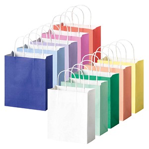 folia Papiertüten BASIC M je 2x blau, hellblau, flieder, rosa, rot, apricot, gelb, weiß, grün, mint 18,0 x 21,0 cm, 20 St.
