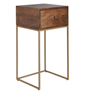 WOHNLING Nachttisch rechteckig Massivholz mango 40,0 x 35,0 x 75,5 cm, 1 St.