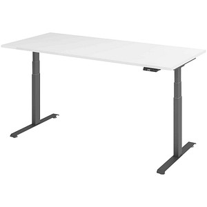 BaseLite elektrisch höhenverstellbarer Schreibtisch weiß rechteckig, T-Fuß-Gestell grau 180,0 x 80,0 cm