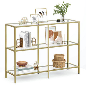 VASAGLE Konsolentisch rechteckig Glas gold 100,0 x 30,0 x 73,0 cm, 1 St.
