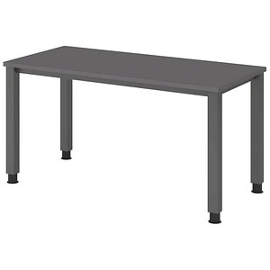 HAMMERBACHER QS614 Schreibtisch grafit rechteckig, 4-Fuß-Gestell grau 140,0 x 67,2 cm