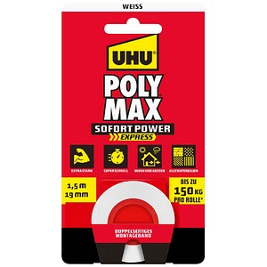 UHU POLY MAX SOFORT POWER Montageband 19,0 mm x 1,5 m, 1 Rolle