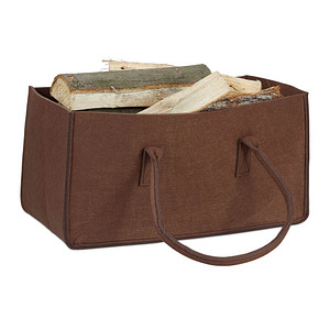 relaxdays Kaminholztasche 27,0 l braun 25,0 x 50,0 x 25,0 cm, 1 St.