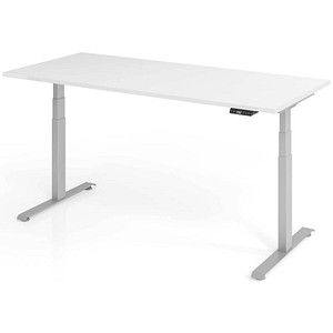 BaseLite elektrisch höhenverstellbarer Schreibtisch weiß rechteckig, T-Fuß-Gestell silber 180,0 x 80,0 cm