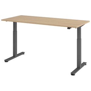 HAMMERBACHER VXMST19 elektrisch höhenverstellbarer Schreibtisch eiche rechteckig, T-Fuß-Gestell grau 180,0 x 80,0 cm