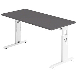 HAMMERBACHER OS614 Schreibtisch grafit rechteckig, C-Fuß-Gestell weiß 140,0 x 67,2 cm
