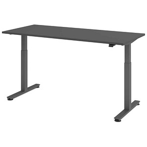 HAMMERBACHER VXMST19 elektrisch höhenverstellbarer Schreibtisch grafit rechteckig, T-Fuß-Gestell grau 180,0 x 80,0 cm