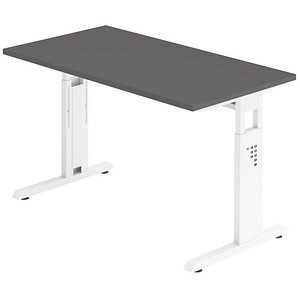 HAMMERBACHER OS612 Schreibtisch grafit rechteckig, C-Fuß-Gestell weiß 120,0 x 67,2 cm