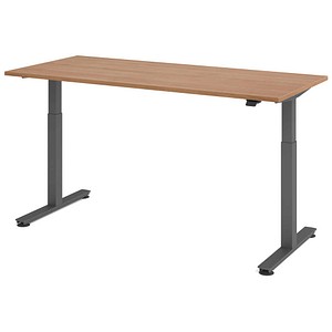 HAMMERBACHER VXMST19 elektrisch höhenverstellbarer Schreibtisch nussbaum rechteckig, T-Fuß-Gestell grau 180,0 x 80,0 cm