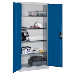 CP Stahlschrank 8920-052 S10203 lichtgrau, enzianblau 4 Fachböden 93,0 x 40,0 x 195,0 cm, aufgebaut, 1 St.