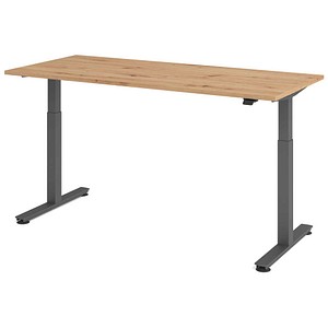 HAMMERBACHER VXMST19 elektrisch höhenverstellbarer Schreibtisch asteiche rechteckig, T-Fuß-Gestell grau 180,0 x 80,0 cm