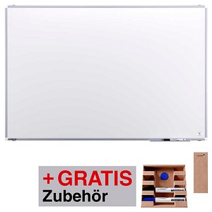 AKTION: Legamaster Whiteboard PREMIUM PLUS 150,0 x 100,0 cm weiß emaillierter Stahl + GRATIS 2 Boardmarker TZ (schwarz, blau), Whiteboard Löscher, Markerhalter, Magnet