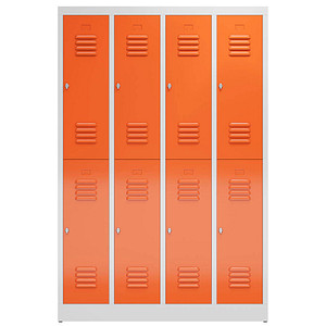 ClassiX Spind feuerrot, lichtgrau X-520244, 8 Schließfächer 118,5 x 50,0 x 180,0 cm