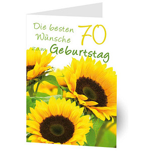 LUMA Geburtstagskarte 70. Sonnenblumen LU1485 DIN B6, 1 St.
