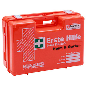 LEINA-WERKE Erste-Hilfe-Koffer Pro Safe Heim & Garten DIN 13157 + Erweiterung orange