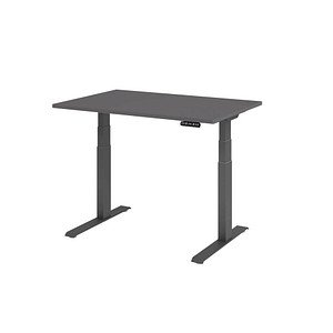 HAMMERBACHER XDKB12 elektrisch höhenverstellbarer Schreibtisch grafit rechteckig, C-Fuß-Gestell grau 120,0 x 80,0 cm