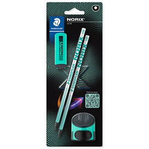 STAEDTLER Norix® Bleistifte HB silber,franch green mit Radierer, 1 Set