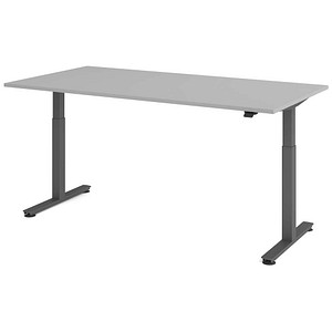 HAMMERBACHER VXMST2E elektrisch höhenverstellbarer Schreibtisch lichtgrau rechteckig, T-Fuß-Gestell grau 200,0 x 100,0 cm