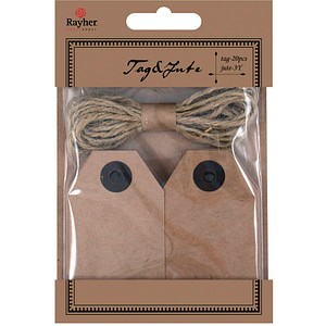 Rayher Geschenkanhänger braun Tags and Jute, 20 St.