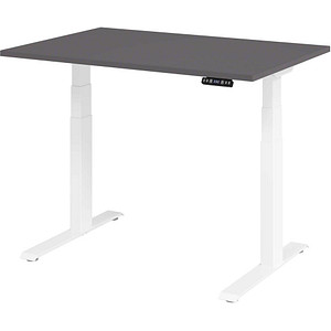 HAMMERBACHER XDKB12 elektrisch höhenverstellbarer Schreibtisch grafit rechteckig, C-Fuß-Gestell weiß 120,0 x 80,0 cm