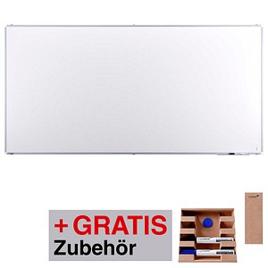 AKTION: Legamaster Whiteboard PREMIUM PLUS 240,0 x 120,0 cm weiß emaillierter Stahl + GRATIS 2 Boardmarker TZ (schwarz, blau), Whiteboard Löscher, Markerhalter, Magnet