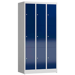 ClassiX Schließfachschrank enzianblau, lichtgrau X-520331, 9 Schließfächer 87,0 x 50,0 x 180,0 cm