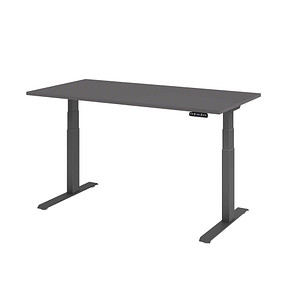 HAMMERBACHER XDKB16 elektrisch höhenverstellbarer Schreibtisch grafit rechteckig, C-Fuß-Gestell grau 160,0 x 80,0 cm
