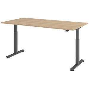 HAMMERBACHER VXMST2E elektrisch höhenverstellbarer Schreibtisch eiche rechteckig, T-Fuß-Gestell grau 200,0 x 100,0 cm