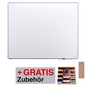 AKTION: Legamaster Whiteboard PREMIUM PLUS 150,0 x 120,0 cm weiß emaillierter Stahl + GRATIS 2 Boardmarker TZ (schwarz, blau), Whiteboard Löscher, Markerhalter, Magnet