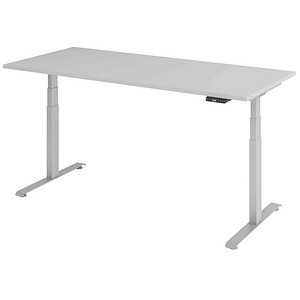 BaseLite elektrisch höhenverstellbarer Schreibtisch lichtgrau rechteckig, T-Fuß-Gestell silber 180,0 x 80,0 cm