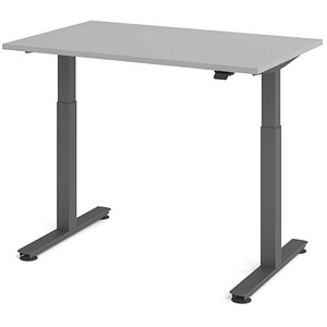 HAMMERBACHER VXMST12 elektrisch höhenverstellbarer Schreibtisch lichtgrau rechteckig, T-Fuß-Gestell grau 120,0 x 80,0 cm