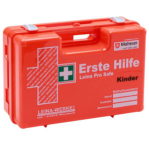 LEINA-WERKE Erste-Hilfe-Koffer Pro Safe Kinder DIN 13157 + Erweiterung orange