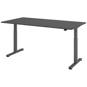 HAMMERBACHER VXMST2E elektrisch höhenverstellbarer Schreibtisch grafit rechteckig, T-Fuß-Gestell grau 200,0 x 100,0 cm