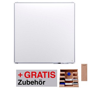 AKTION: Legamaster Whiteboard PREMIUM PLUS 120,0 x 120,0 cm weiß emaillierter Stahl + GRATIS 2 Boardmarker TZ (schwarz, blau), Whiteboard Löscher, Markerhalter, Magnet