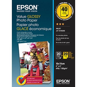 EPSON Fotopapier C13S400044 10,0 x 15,0 cm hochglänzend 183 g/qm 2x 20 Blatt