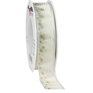 PRÄSENT Geschenkband Monterey seidenmatt weiß 25,0 mm x 20,0 m