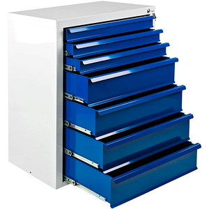 ADB MAMMUT Schubladenschrank lichtgrau, lichtblau 7 Schubladen 70,0 x 43,5 x 90,0 cm, 1 St.