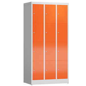 ClassiX Schließfachschrank feuerrot, lichtgrau X-520434, 12 Schließfächer 87,0 x 50,0 x 180,0 cm