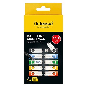 Intenso USB-Sticks Basic Line blau, gelb, grün, orange, schwarz 8 GB, 10 St.