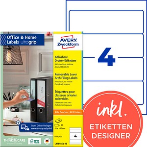 AVERY Zweckform Ordneretiketten weiß, 10 Blatt