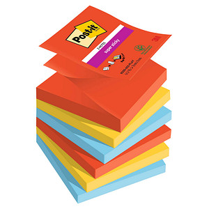 Post-it® Super Sticky Playful Haftnotizen extrastark farbsortiert 6 Blöcke