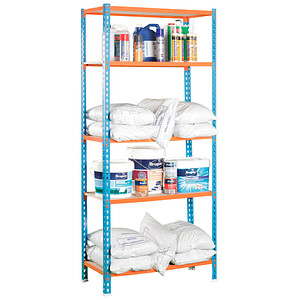 Simonrack Schwerlastregal MADERCLICK 5 8435104912768 orange, blau, braun 90,0 x 30,0 x 180,0 cm