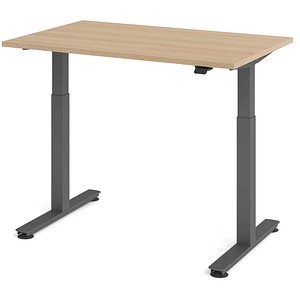HAMMERBACHER VXMST12 elektrisch höhenverstellbarer Schreibtisch eiche rechteckig, T-Fuß-Gestell grau 120,0 x 80,0 cm